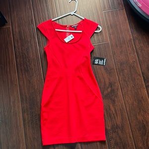 Express Red Dress with Gold Zipper